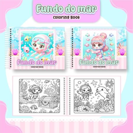Livro para colorir - Fundo do mar menina