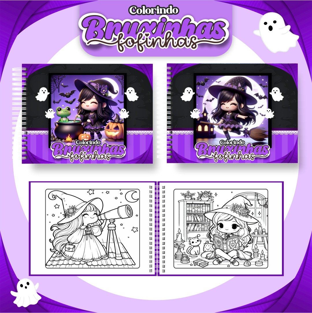 Livro para colorir - Bruxinhas fofinhas