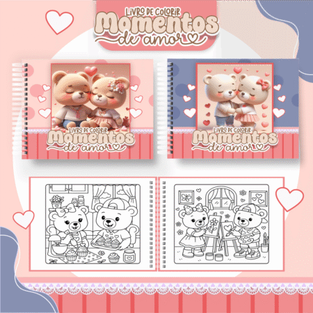 Livro para colorir - Ursinhos namorados