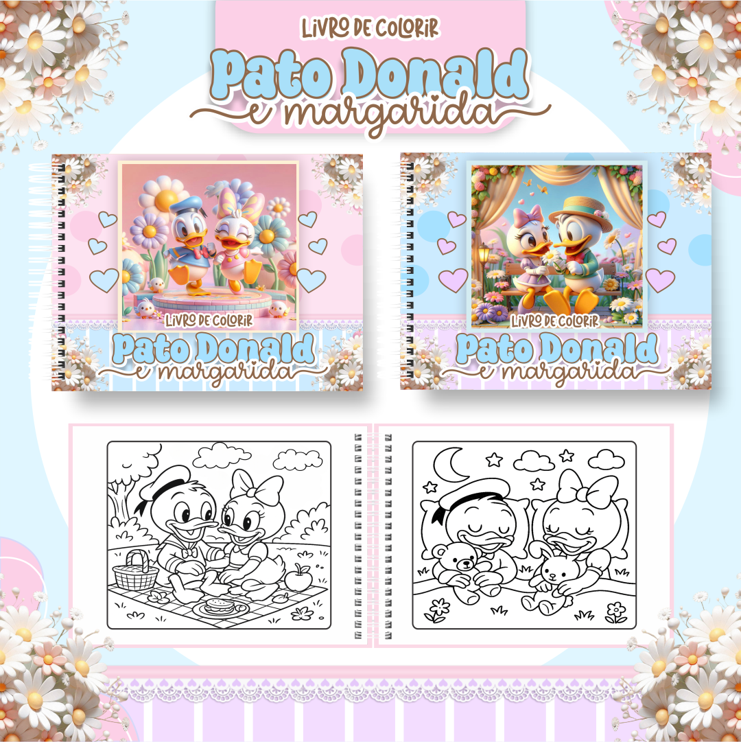 Livro para colorir - Pato donald e Margarida
